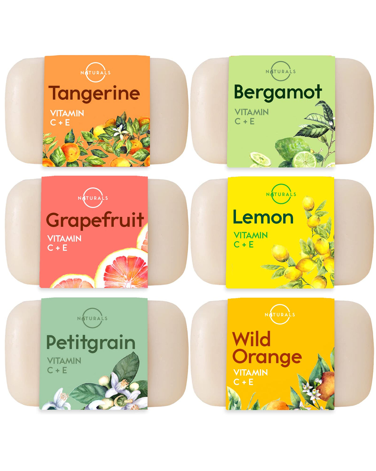 O NATURALS Natural Citrus Soap Bar 6 Pack - Gifts for Women