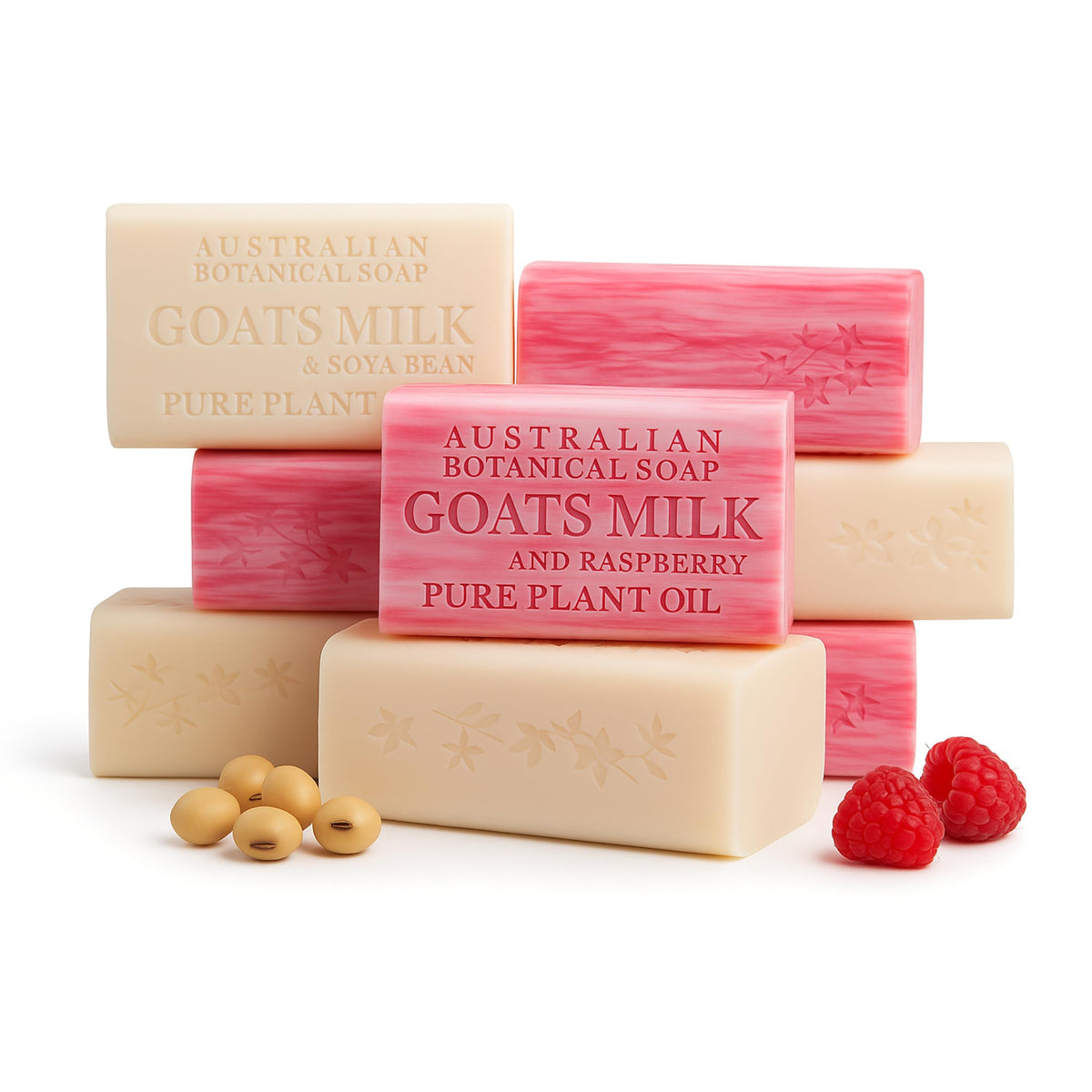Australian Botanical Soap Variety Pack, 6.6 oz Bars – Goat Milk, Eucalyptus, Manuka Honey, Sea Salt, Pink Lychee, Lemongrass, Raspberry, Valencia Orange – Enriched with Organic Shea Butter, Pack of 8