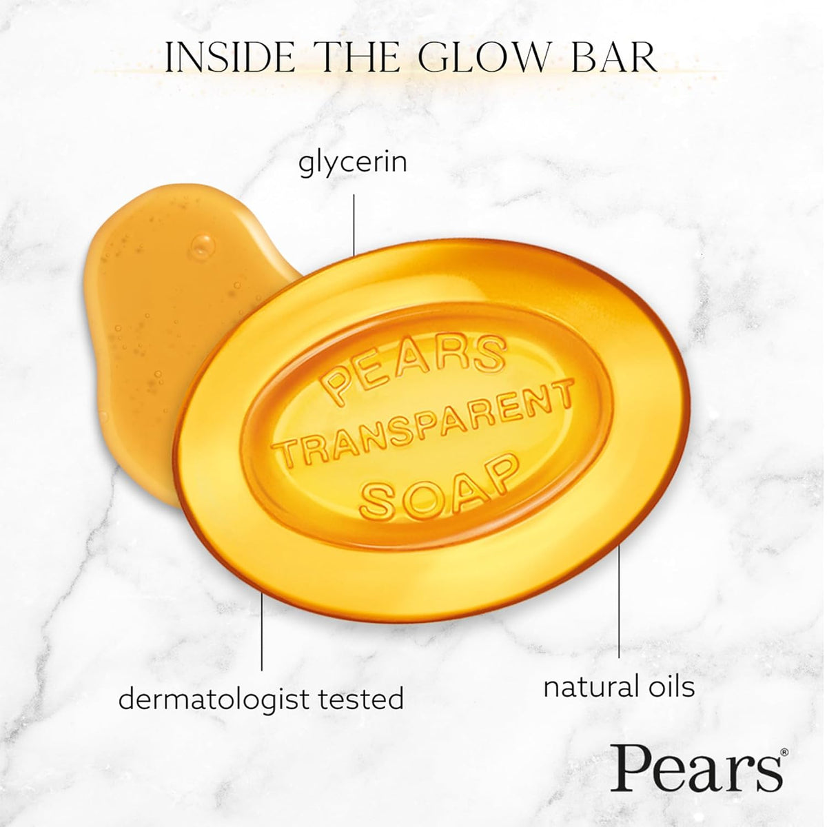 Pears Soap, Pure & Gentle with Natural Oils, 12-Pack – Transparent Amber Glycerin Soap for Pampered, Glowing Skin, 4.4 Oz Ea