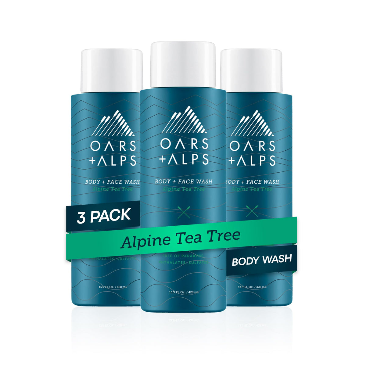 Oars + Alps Mens Body & Face Wash, Moisturizing Body Wash, 2pk, 13.5 Fl Oz