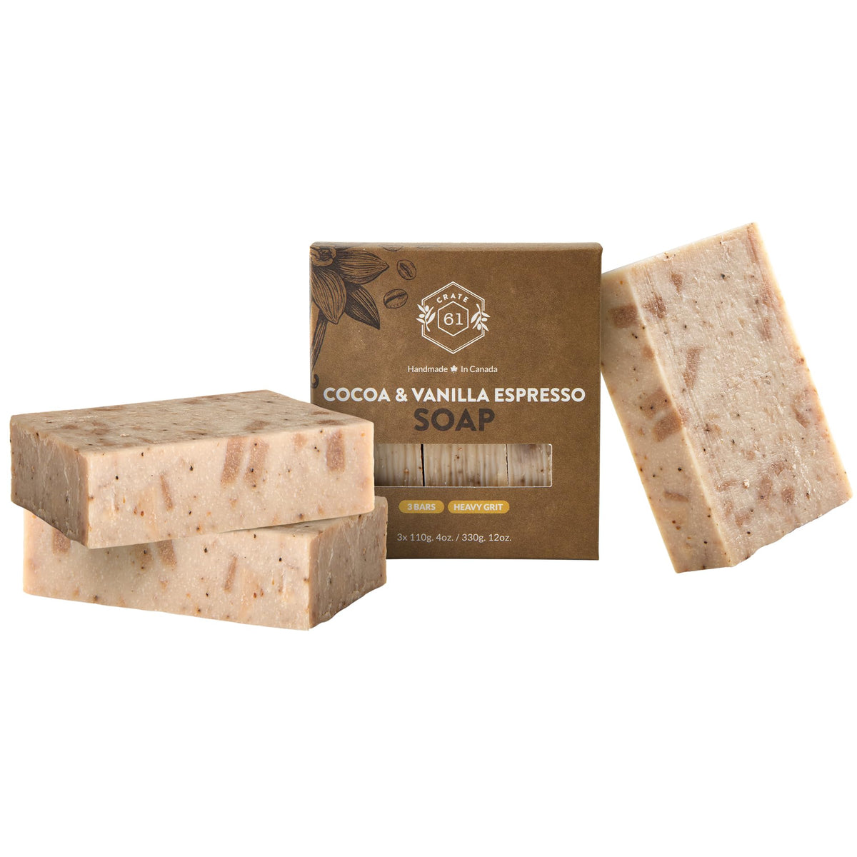 Crate 61 Organics, Handmade in Canada, Plant Based Cold Process Natural Bar Soap For Face And Body, With Premium Essential Oils, For Men And Women 3 Pack (Eucamint)