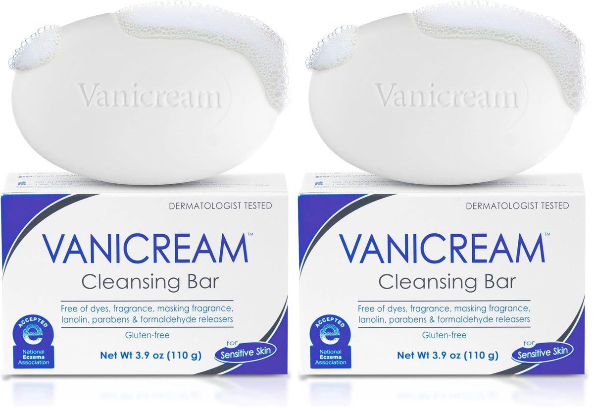 Vanicream Cleansing Bar, Gentle Body & Facial Cleanser, 3.9 Oz, Pack of 12