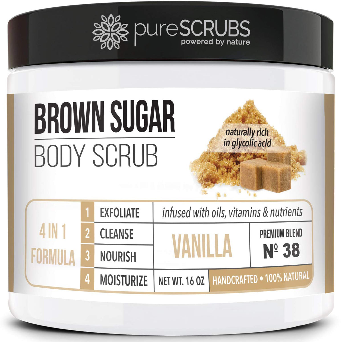 pureSCRUBS Premium Coconut Brown Sugar Scrub, Exfoliating Body Scrub Set