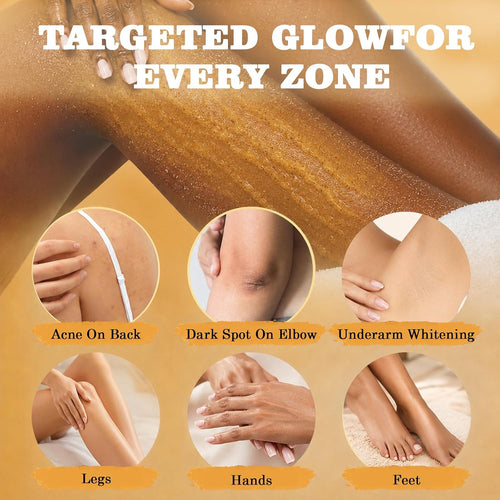 4Packs Turmeric Body Scrub, Botanical Skin Cleanser for Dullness & Uneven Tone, Gentle Exfoliating Scrub for Smooth & Glowing Skin Texture, 9.8 oz*4