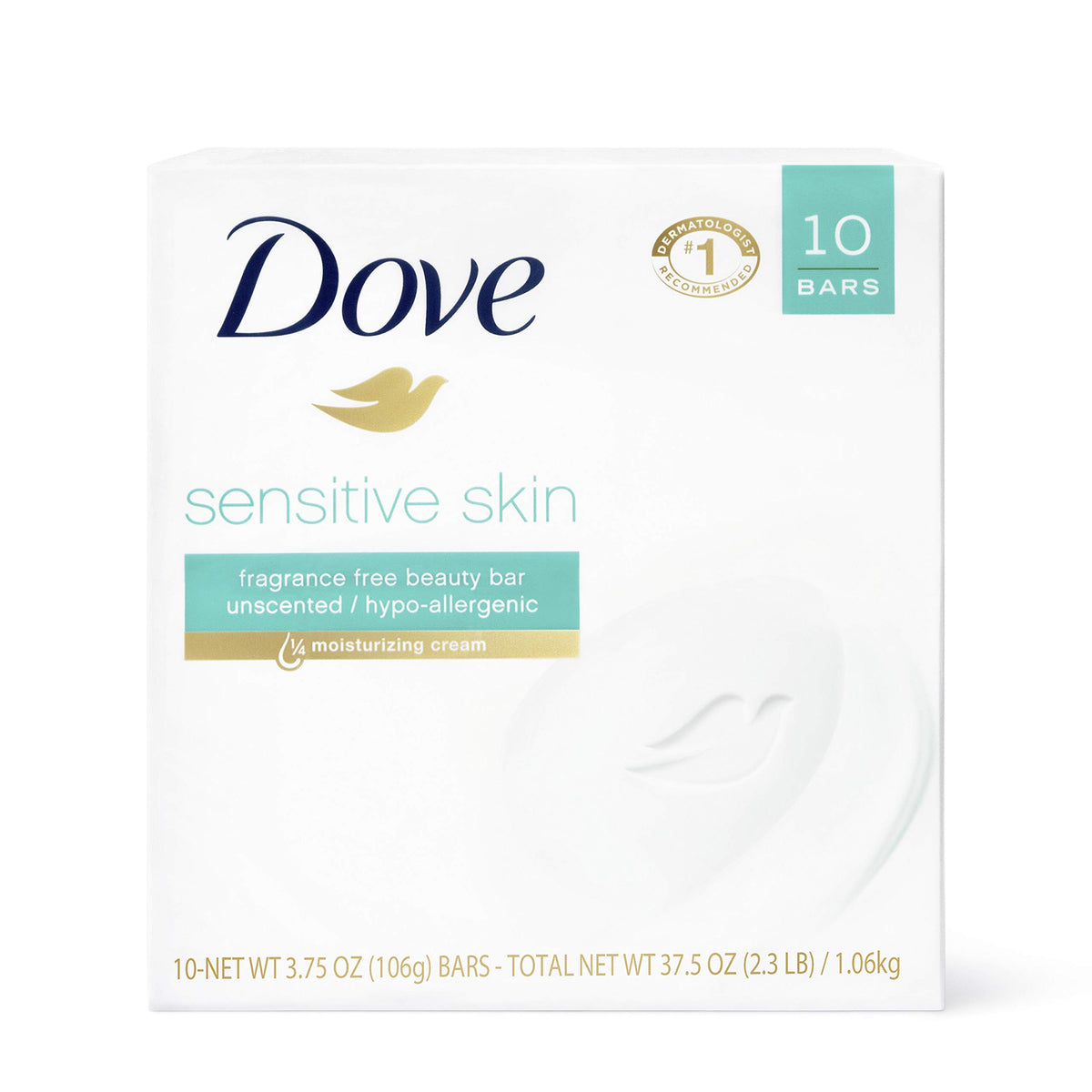 Dove Beauty Bar Soap Sensitive, 24 Bars for Sensitive Skin, 3.75 oz