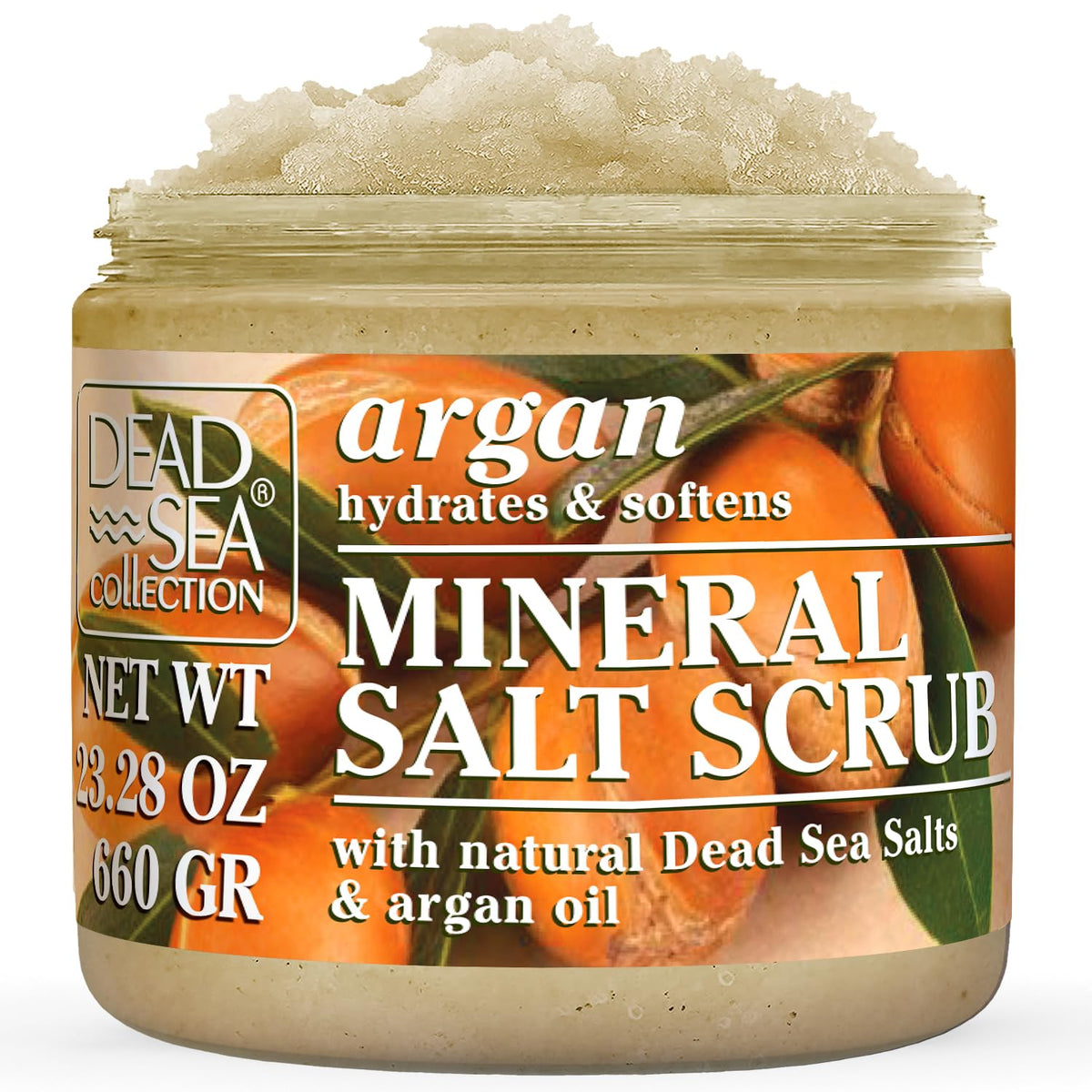 Dead Sea Collection Almond Vanilla Salt Scrub – Exfoliating Body Scrub for Women – Moisturizing and Nourishing Skin – with Pure Oils and Dead Sea Minerals (23.28 Oz)