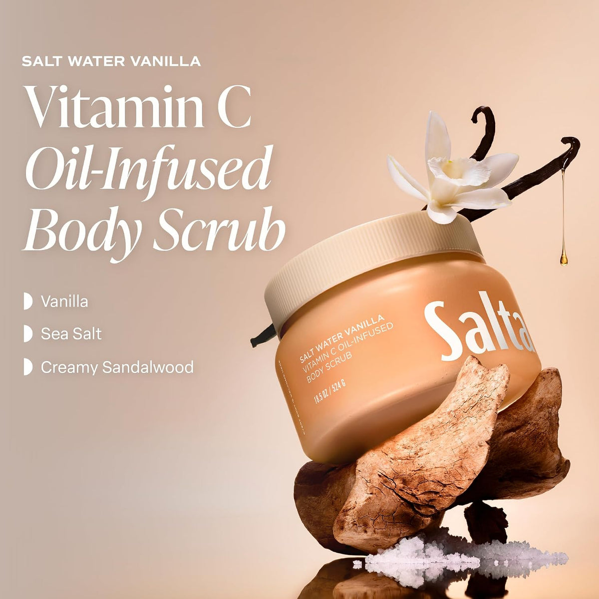 Saltair Body Scrub | Salt Water Vanilla Exfoliating Polish | 1 Count