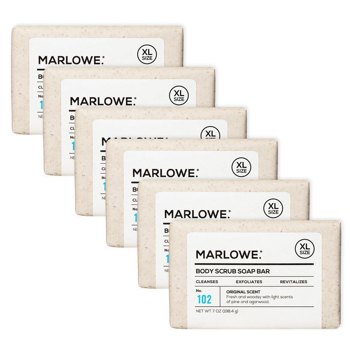 MARLOWE. Body Scrub Soap, Exfoliating Soap Bar, Sage + Fir, 7 oz (3 Bars)
