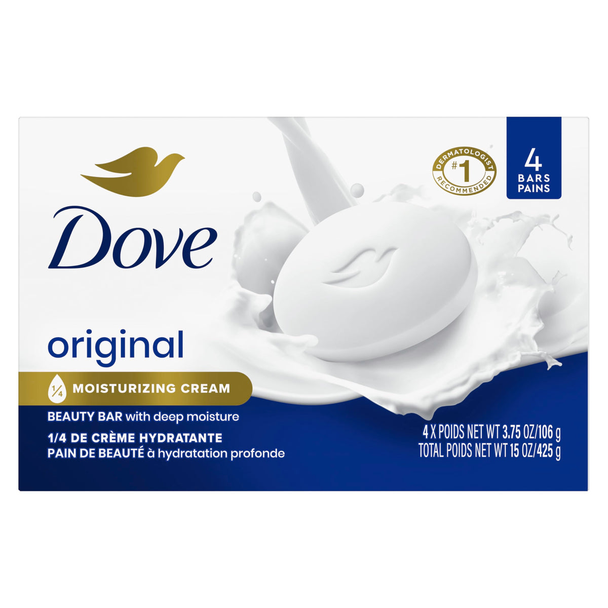 Dove Beauty Bar Soap Original, Pack of 36 with 1/4 Moisturizing Cream 2.6oz