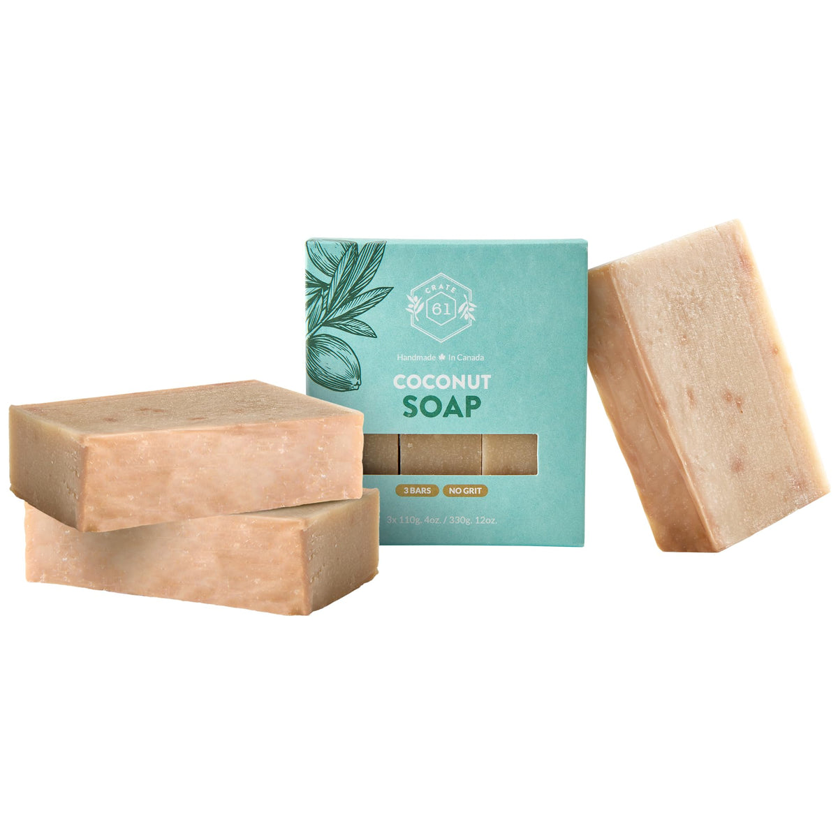 Crate 61 Organics, Handmade in Canada, Plant Based Cold Process Natural Bar Soap For Face And Body, With Premium Essential Oils, For Men And Women 3 Pack (Eucamint)