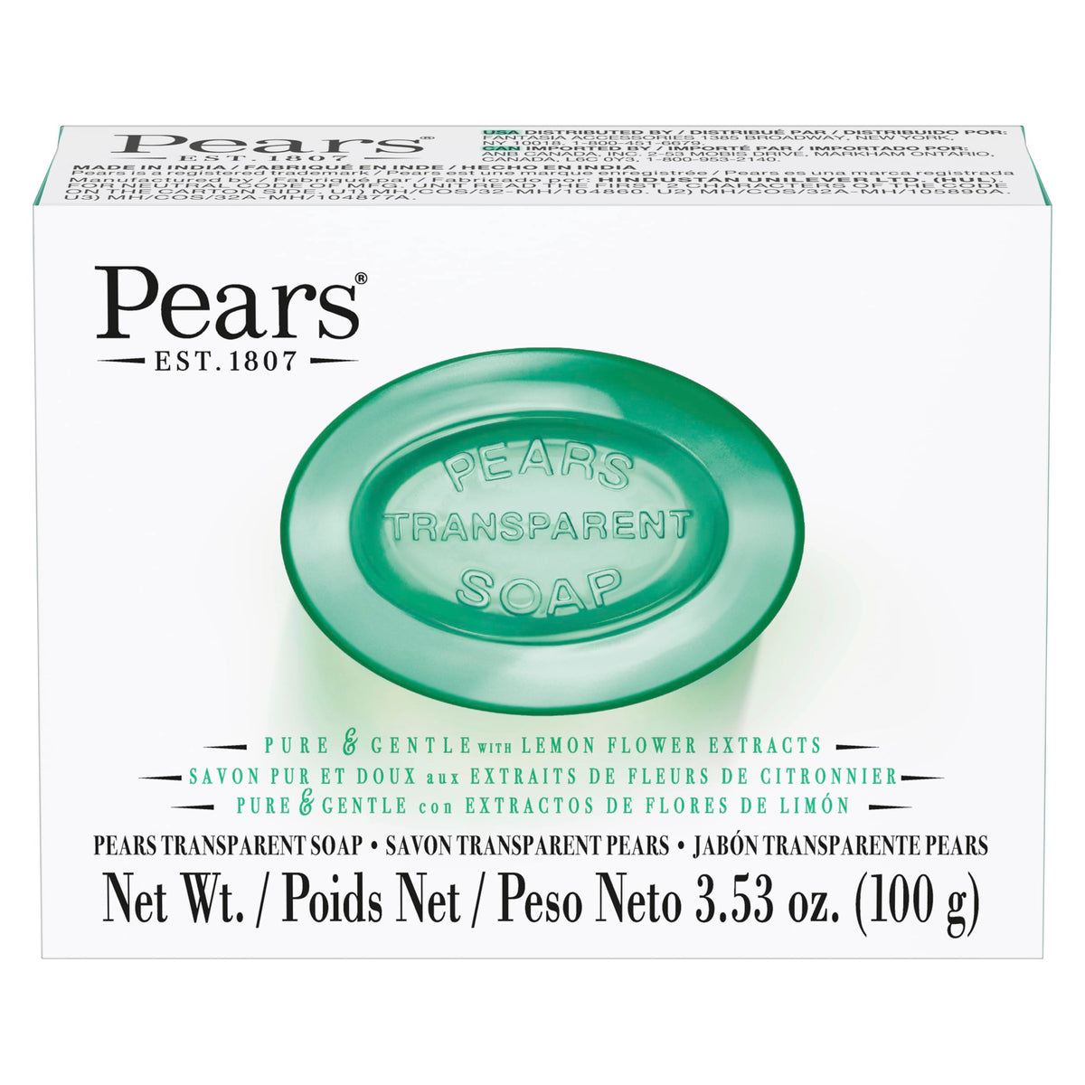 Pears Soap, Pure & Gentle with Natural Oils, 12-Pack – Transparent Amber Glycerin Soap for Pampered, Glowing Skin, 4.4 Oz Ea