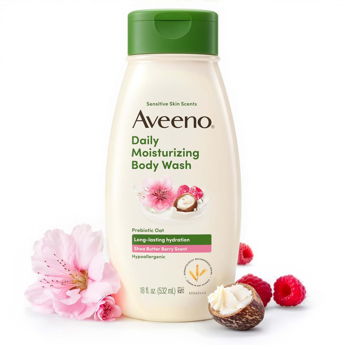 Aveeno Daily Moisturizing Body Wash, Shea Butter Berry, 18 fl. oz
