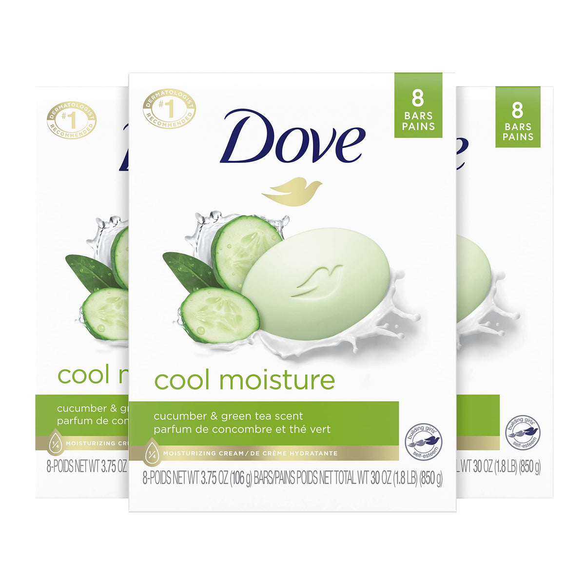 Dove Beauty Bar Soap Cool Moisture Cucumber & Green Tea Scent 6 Bars 3.75oz