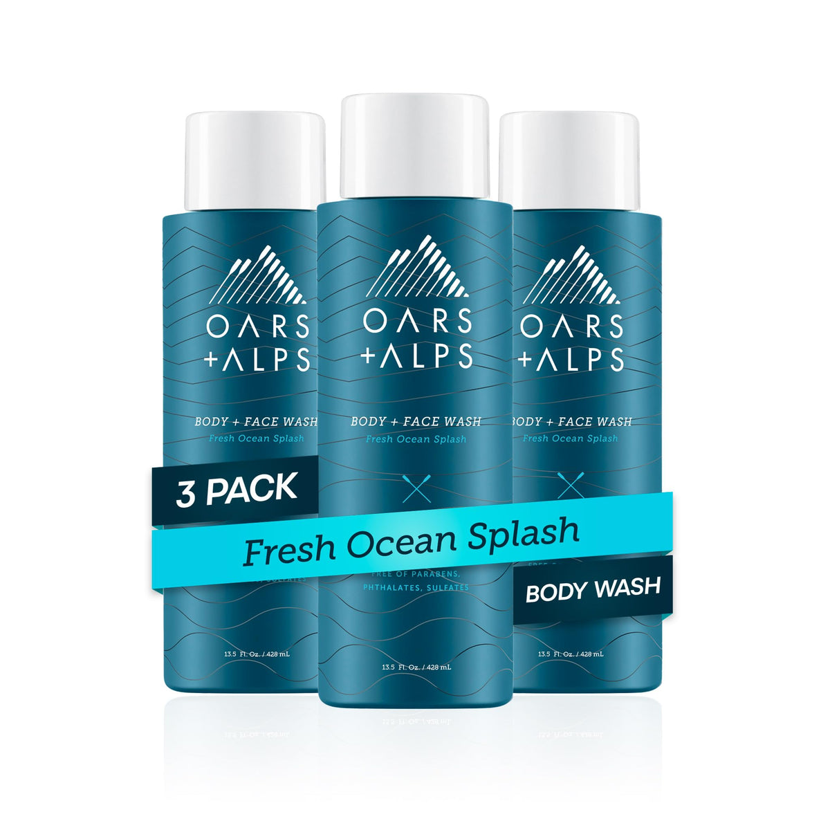 Oars + Alps Mens Body & Face Wash, Moisturizing Body Wash, 2pk, 13.5 Fl Oz