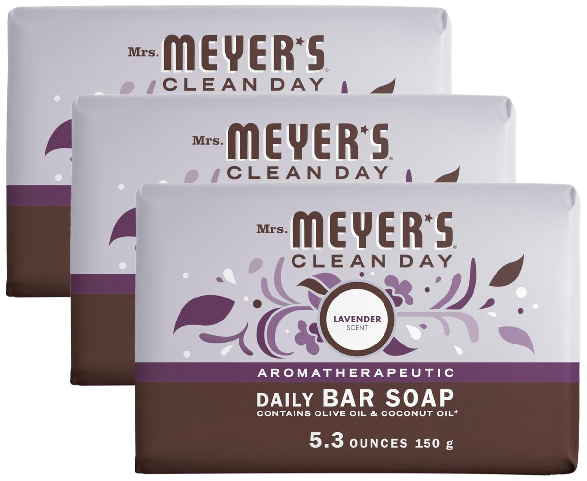 MRS. MEYER'S CLEAN DAY Bar Soap, Use as Body Wash or Hand Soap, Made with Essential Oils, Clementine_, 5.3 oz, 4 Bars
