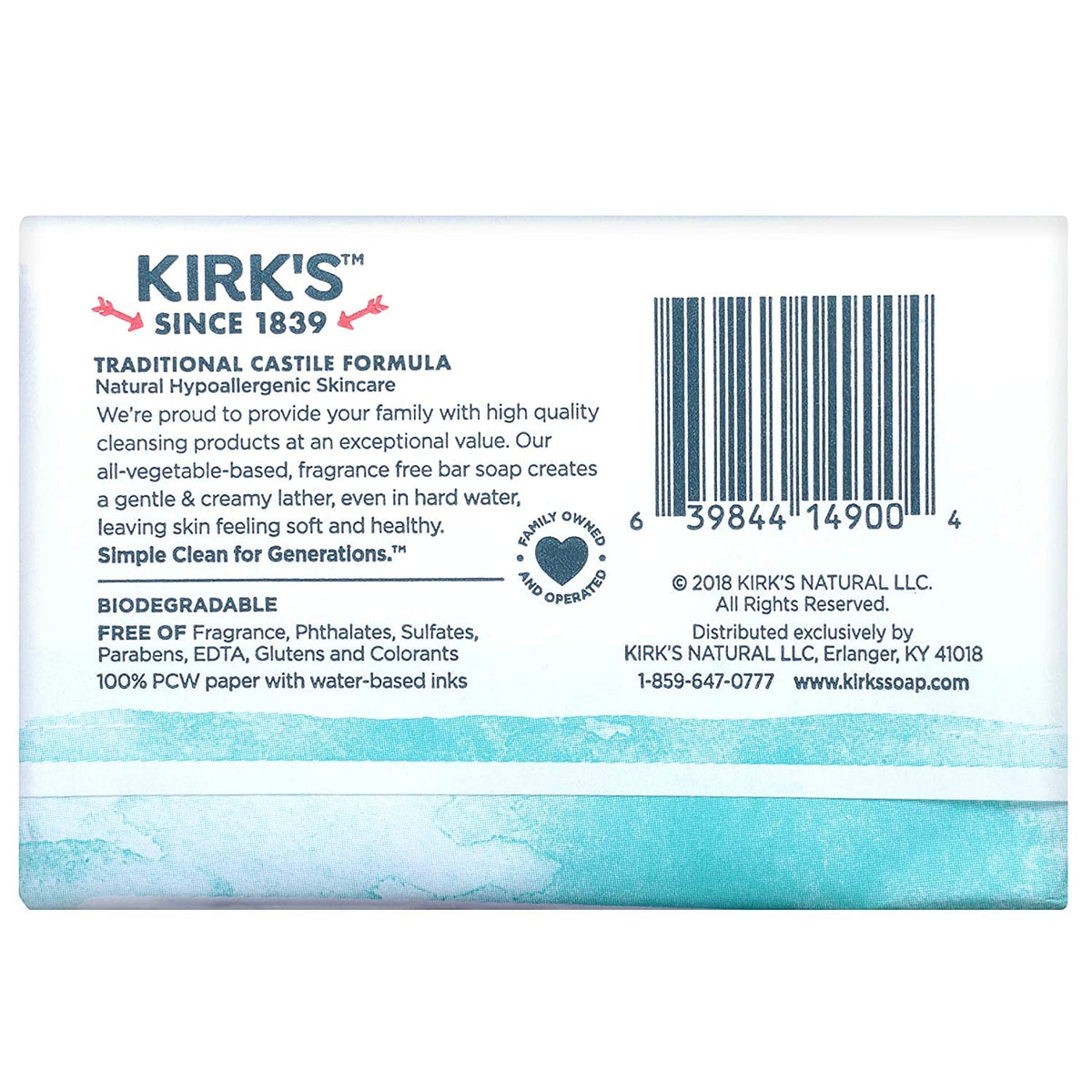 Natural Castile Bar Soap - Kirk's Castile Natural Coco Bar Soap 4oz - 5 Pack