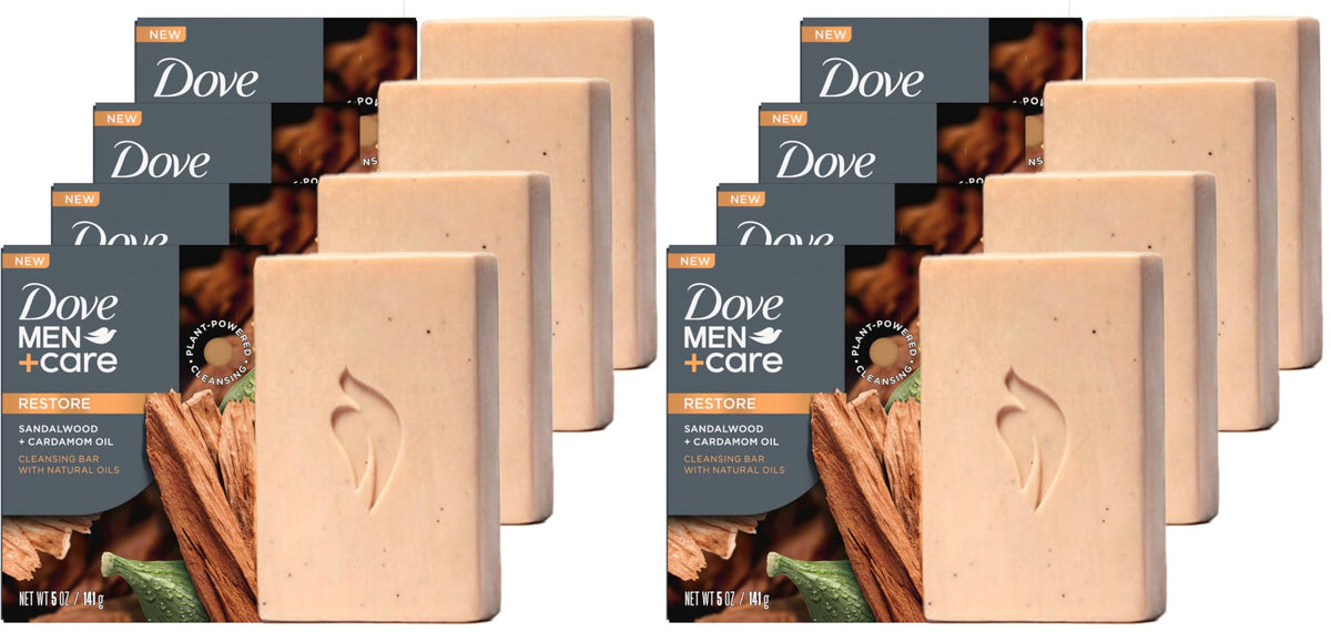 DOVE MEN Cleansing Bar Soap Sandalwood + Cardamom Oil 4 Bars 5 oz