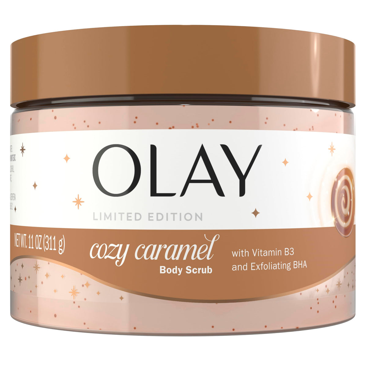 Olay Body Indulgent Mineral Scrub, Skin Exfoliating & Massaging Pearls, Nourishing Soft & Gentle Formula, Renewing BHA, Vitamin B3 Complex, Luxurious Fragrances, Wild Rose & Cherry Creme Scent, 11 oz