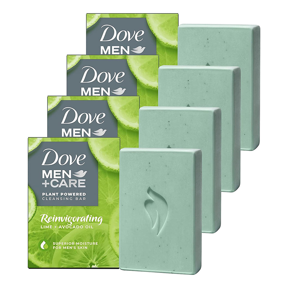 DOVE MEN + CARE Cleansing Bar Soap Charcoal + Clove Oil 4 Count to Rebuild Skin in the Shower, a 4in1 Hair, Body, Face & Shaving Bar with Plant-Based Cleanser and Natural Oils 5 oz