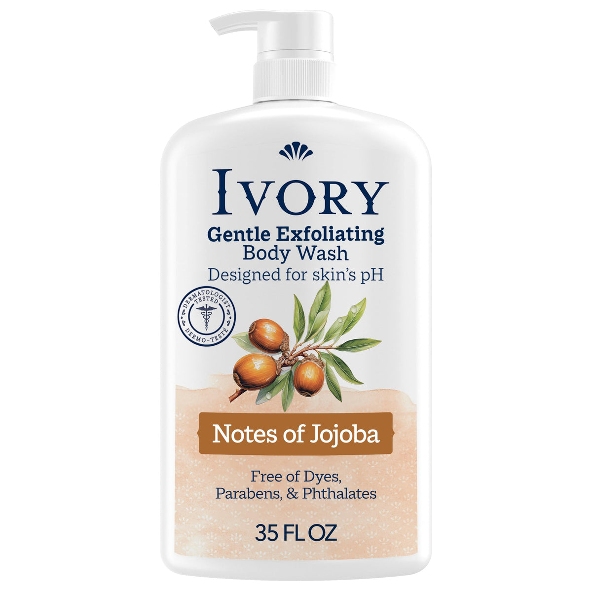 Ivory Body Wash, Designed for the Whole Family, Gentle Formula, Free of Dyes Heavy Perfumes Parabens Phthalates & Silicones, Designed for Skin's pH, Water Lily Scent, 35 oz
