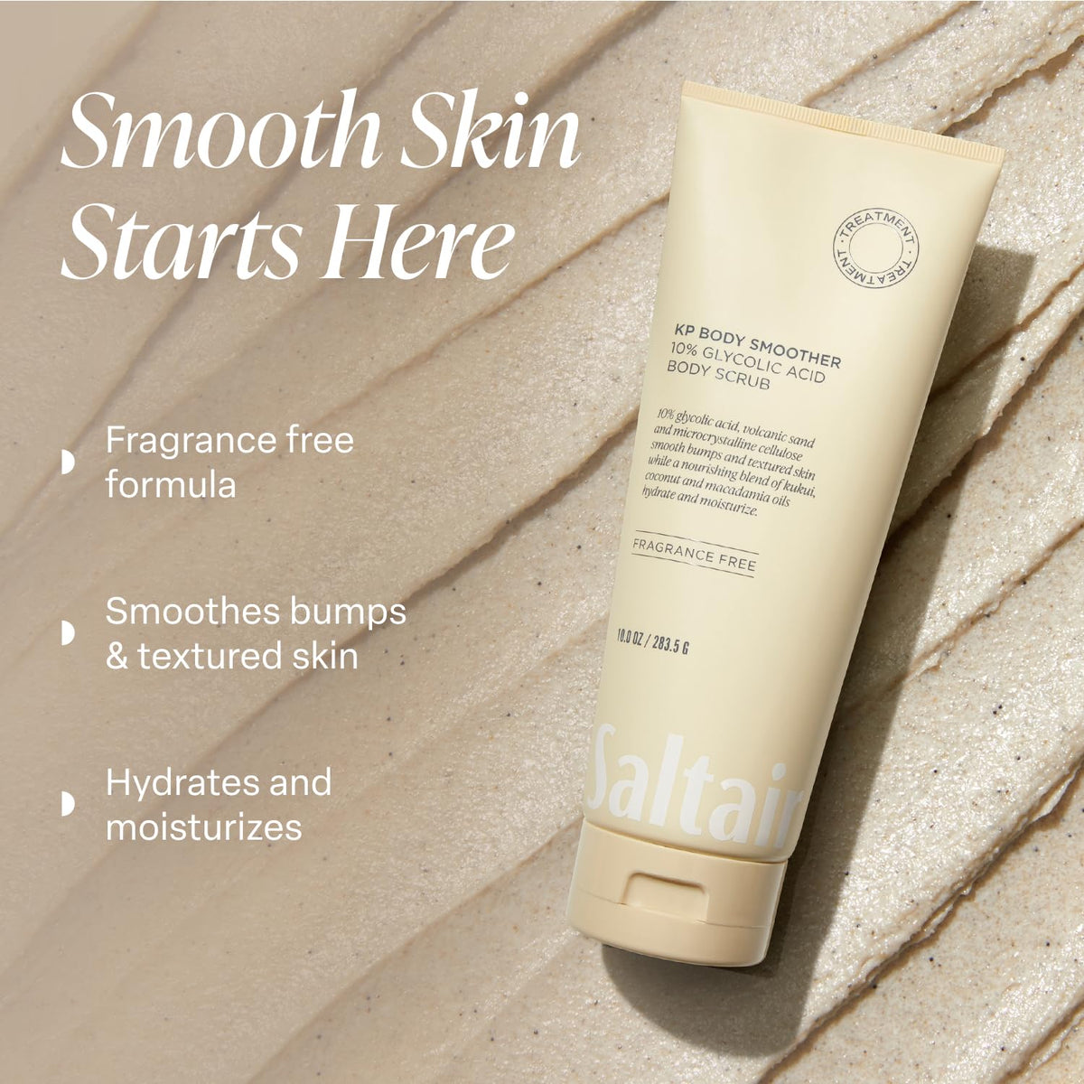 Saltair KP Body Scrub | 10% Glycolic Acid Bump Eraser Exfoliator | 10 oz