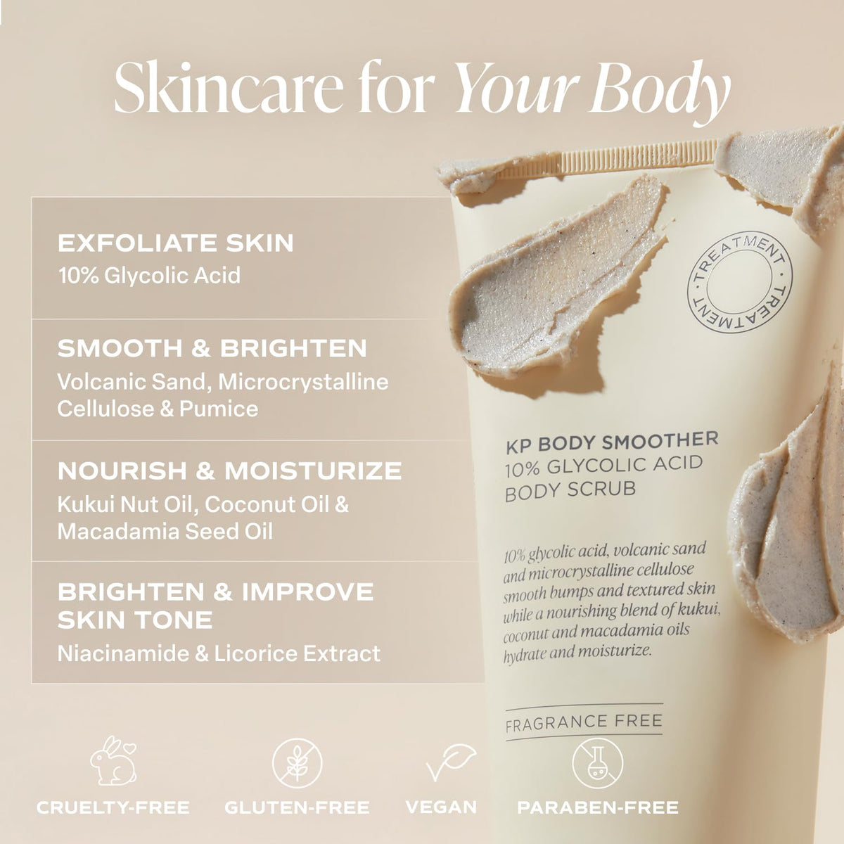 Saltair KP Body Scrub | 10% Glycolic Acid Bump Eraser Exfoliator | 10 oz