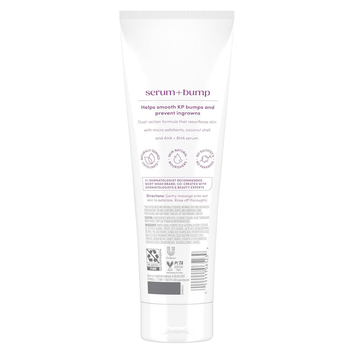 Dove KP Bump Body Scrub with 10% AHA & BHA For Rough Bumpy Skin, Violet Woods Scent, 8.5 OZ