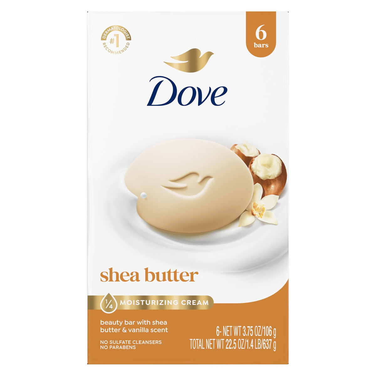 Dove Shea Butter Beauty Bar Soap 8 Count, Cleanser, 3.75 oz I beauty bar