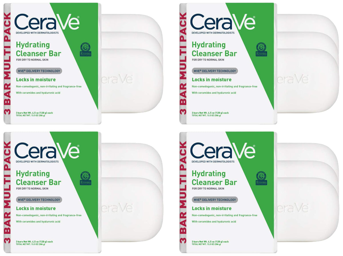 CeraVe Hydrating Cleanser Bar, Face Wash with 5% Moisturizing Cream, 3-Pack