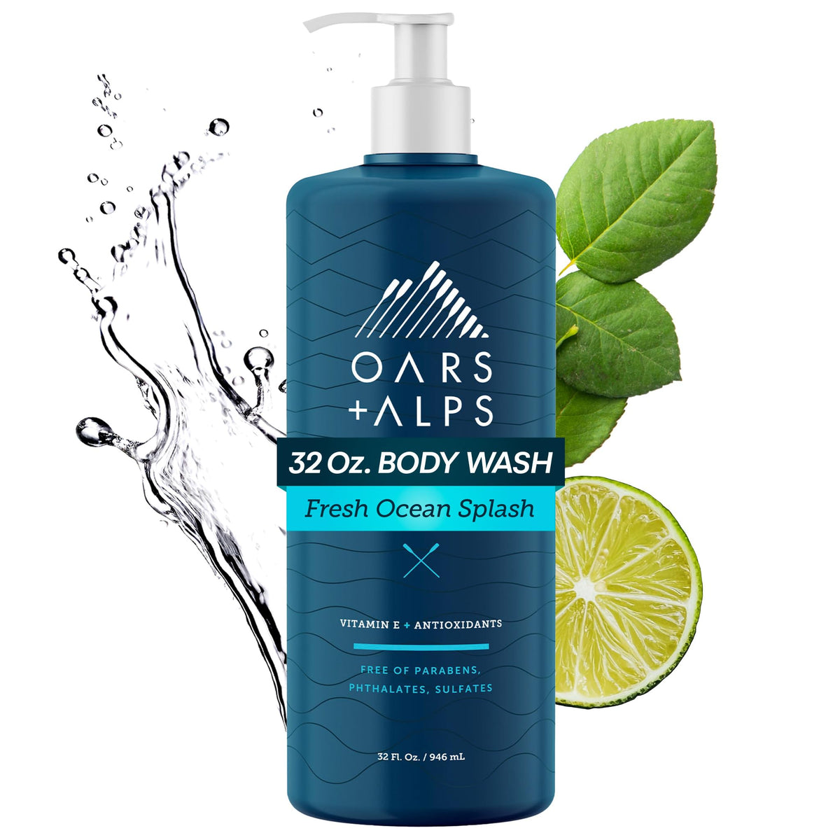 Oars + Alps Mens Body & Face Wash, Moisturizing Body Wash, 2pk, 13.5 Fl Oz