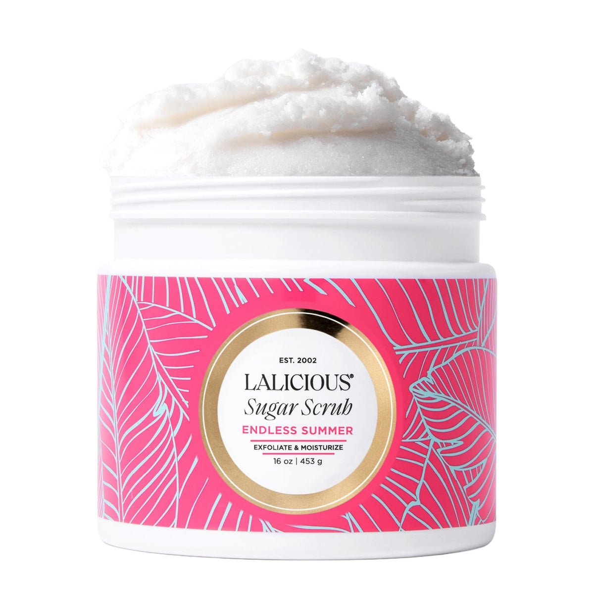 LALICIOUS Sugar Kiss® Exfoliating & Moisturizing Body Scrub | Sugar & Coconut Oil | Pre-Shave Scrub for Ingrown Hairs & Razor Bumps | Gently Buffs & Smooths Sensitive Skin | No Parabens | Large 16oz