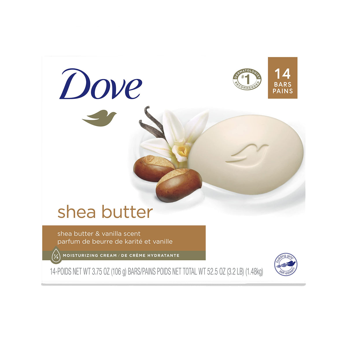 Dove Beauty Bar Soap Shea Butter 4 Count 3.75 oz