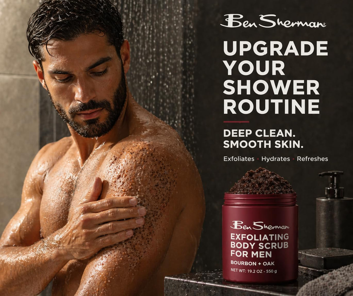 Ben Sherman Exfoliating Body Scrub For Men with Shea Butter Vitamin A and C, Moisturizing Hydrating Body Scrub for Healthy Skin