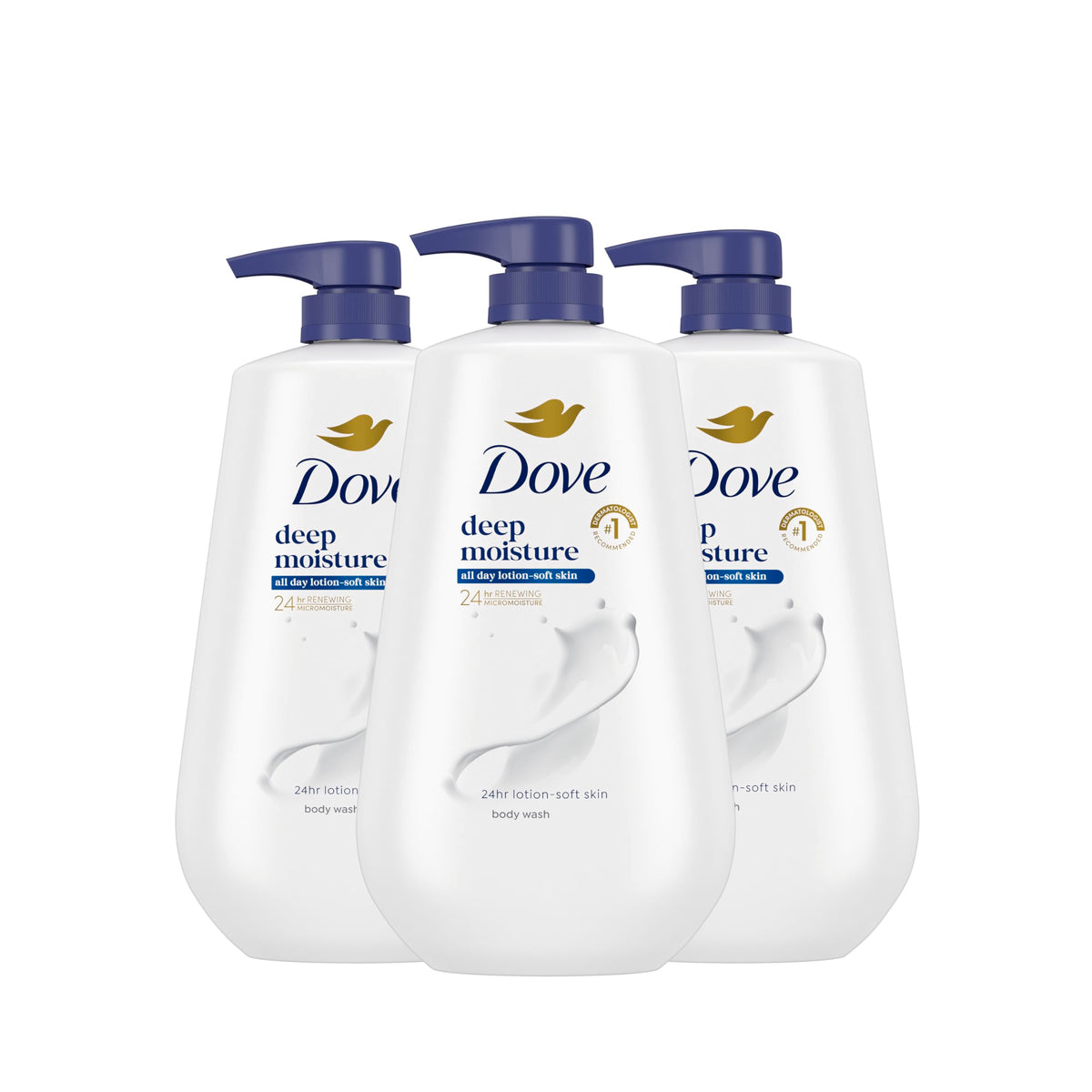 Dove Body Wash Deep Moisture 30.6 oz Pump 3 Pack, Sulfate Free
