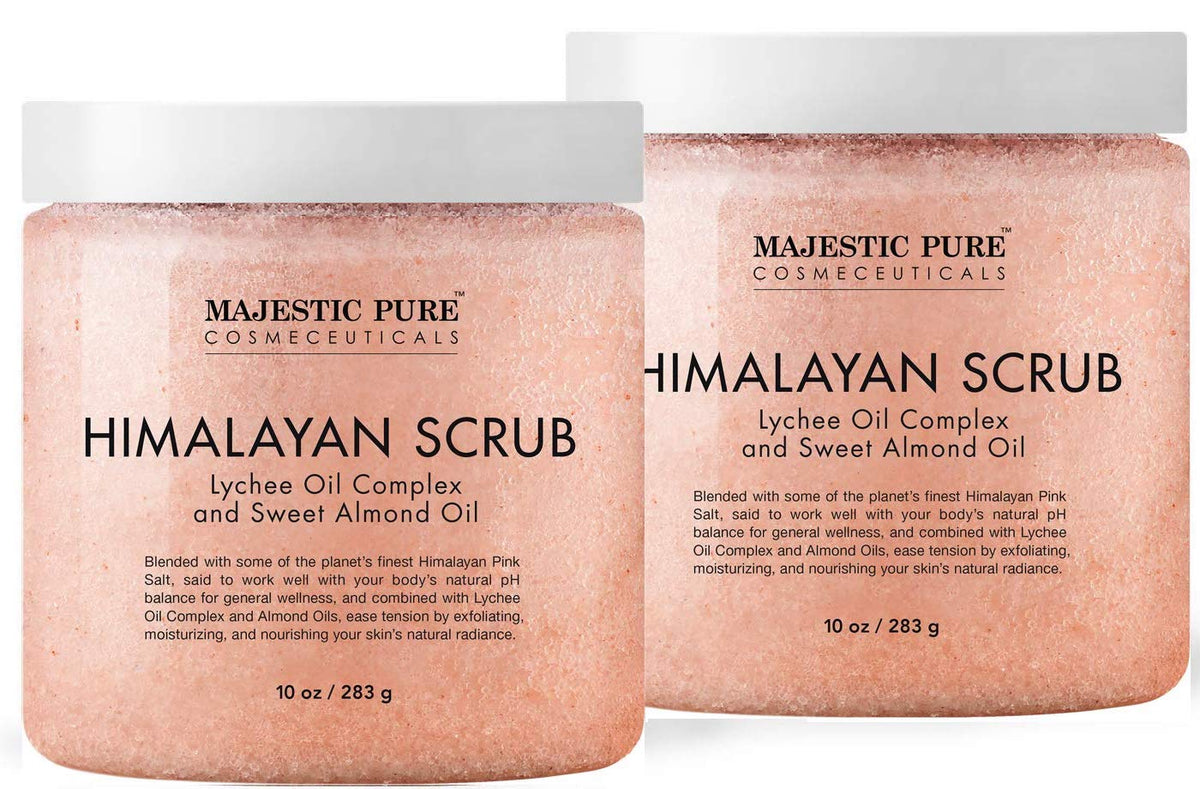 Majestic Pure Himalayan Pink Salt Body Scrub, Smoothing Buff, 10 Oz