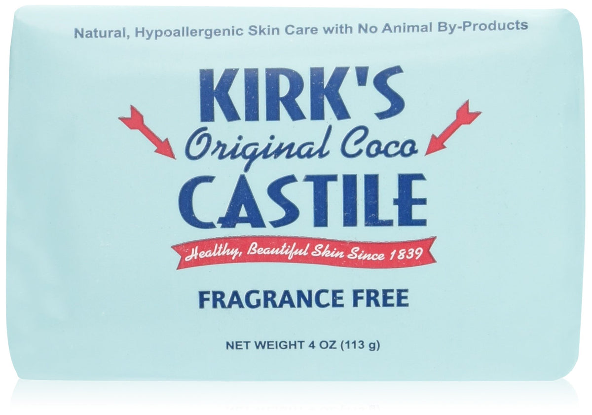 Kirk's Castile Bar Soap for Men, Women, & Children - Made with Premium Coconut Oil, Sensitive Skin Formula, Vegan, Non GMO, Original Fresh Scent, 4 oz. Bars, 24 Pack