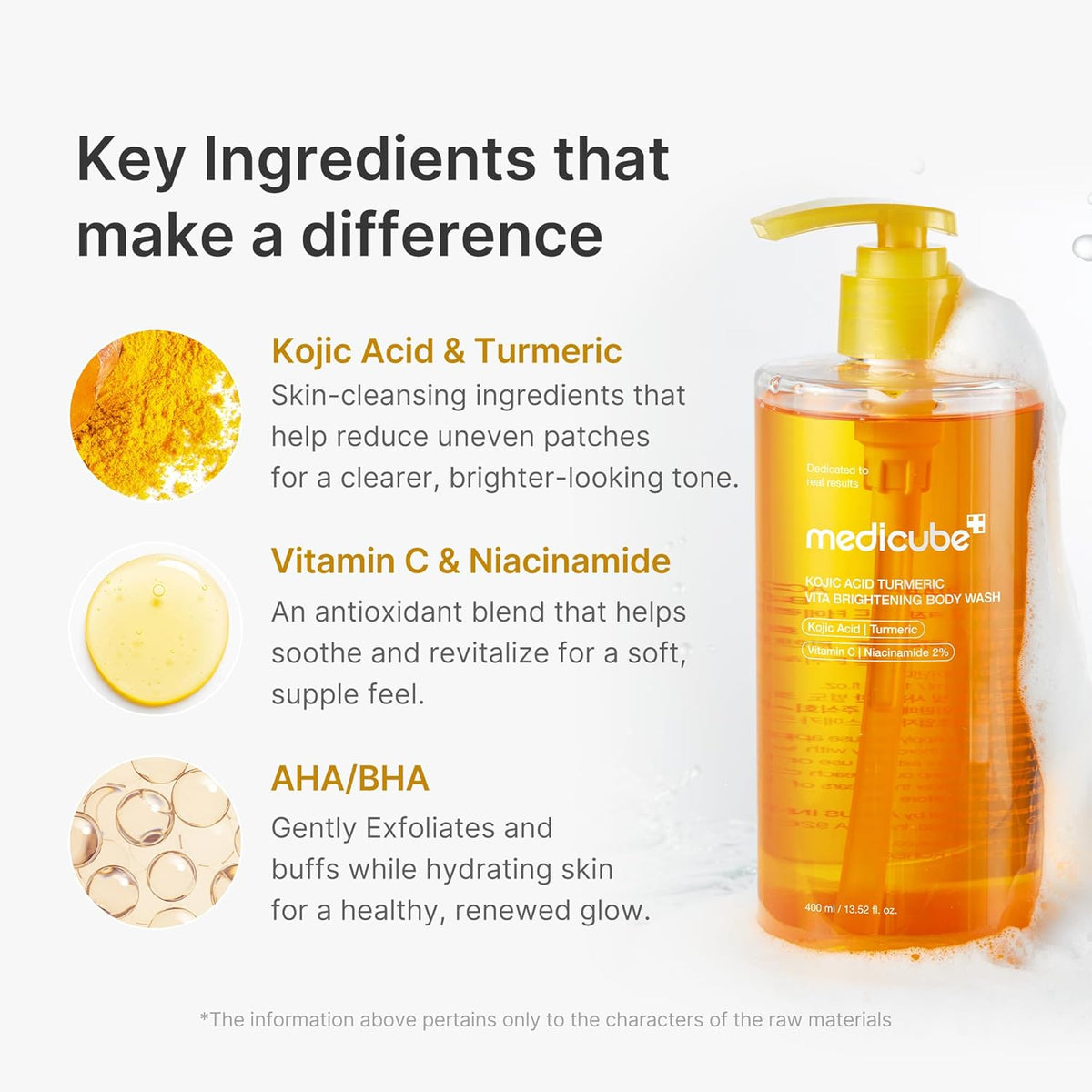 medicube Kojic Acid Turmeric Brightening Body Wash, 13.52 fl.oz