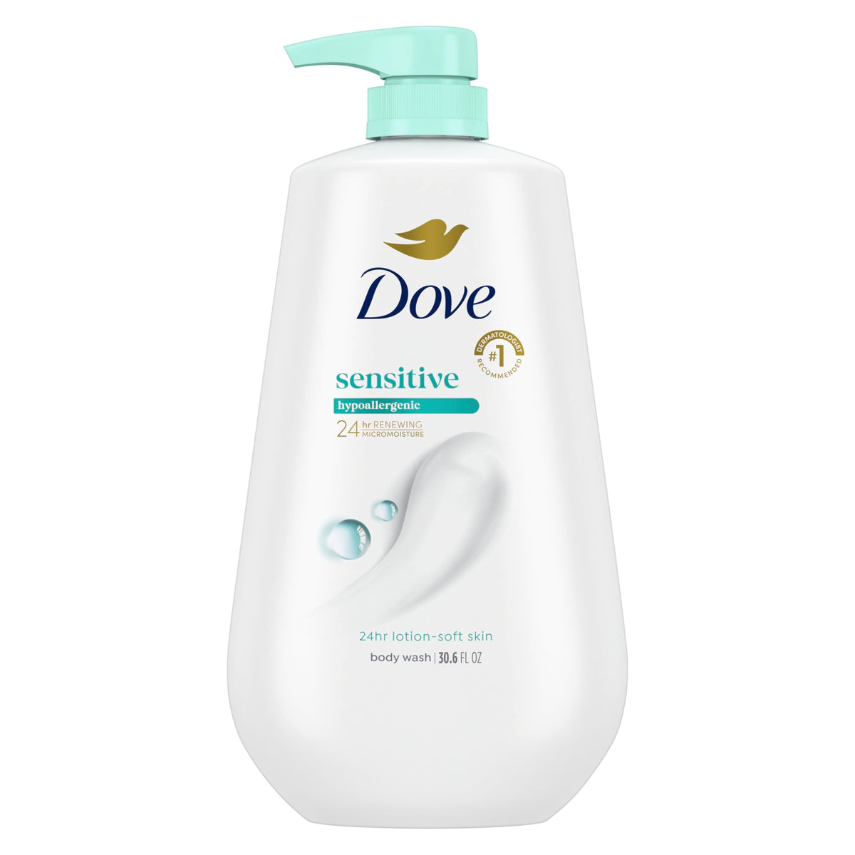 Dove Body Wash Sensitive Skin 30.6 oz Pump 3 Pack, Sulfate Free