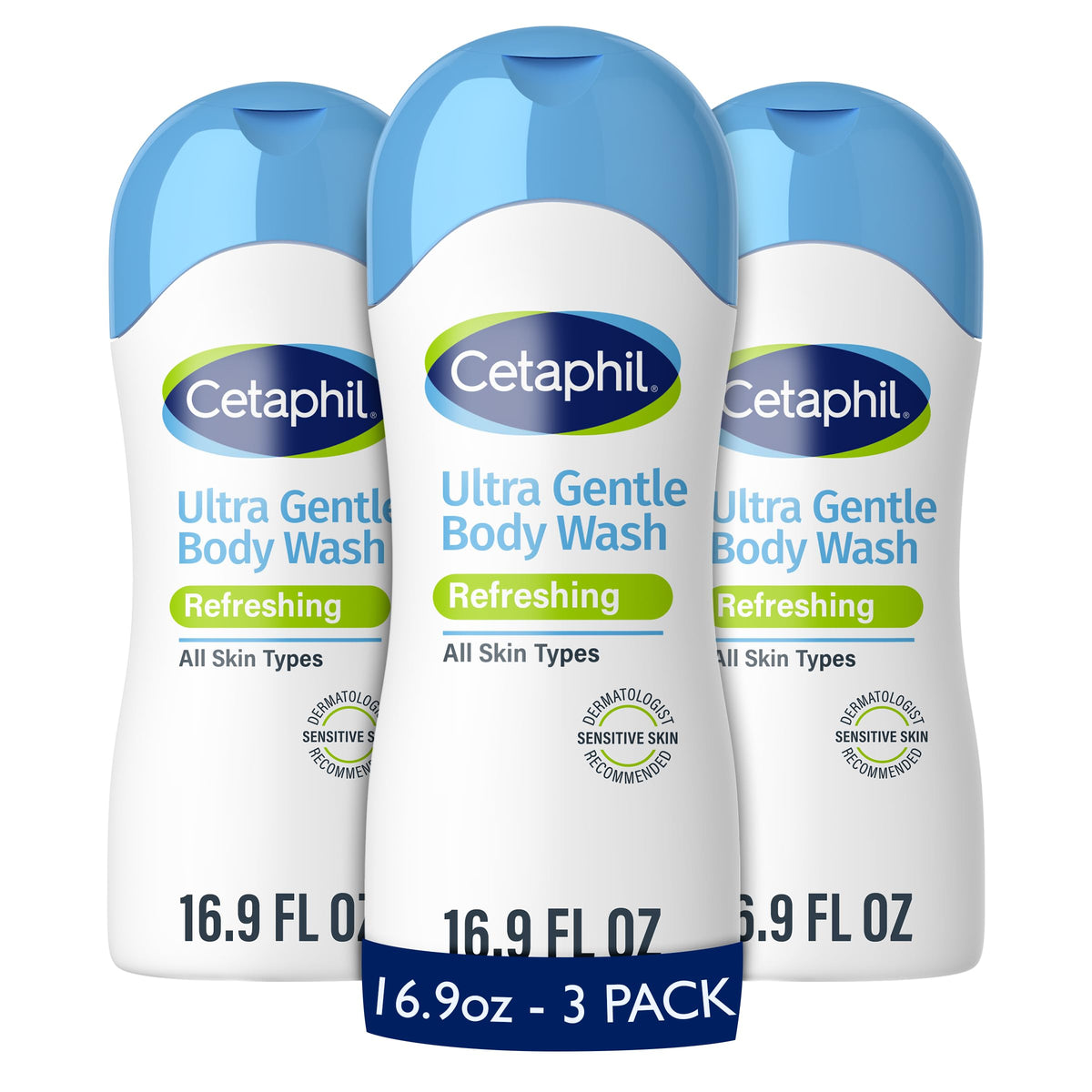 Cetaphil Ultra Gentle Refreshing Body Wash, Hypoallergenic, 16.9oz, 3ct
