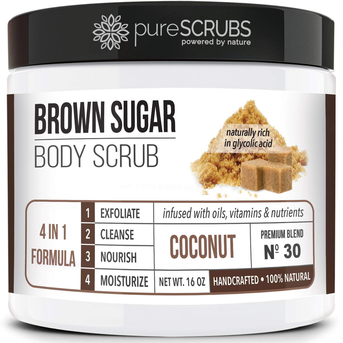 pureSCRUBS Premium Coconut Brown Sugar Scrub, Exfoliating Body Scrub Set