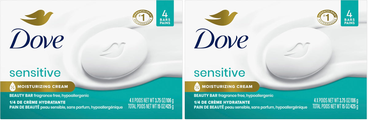 Dove Beauty Bar Soap Sensitive, 24 Bars for Sensitive Skin, 3.75 oz