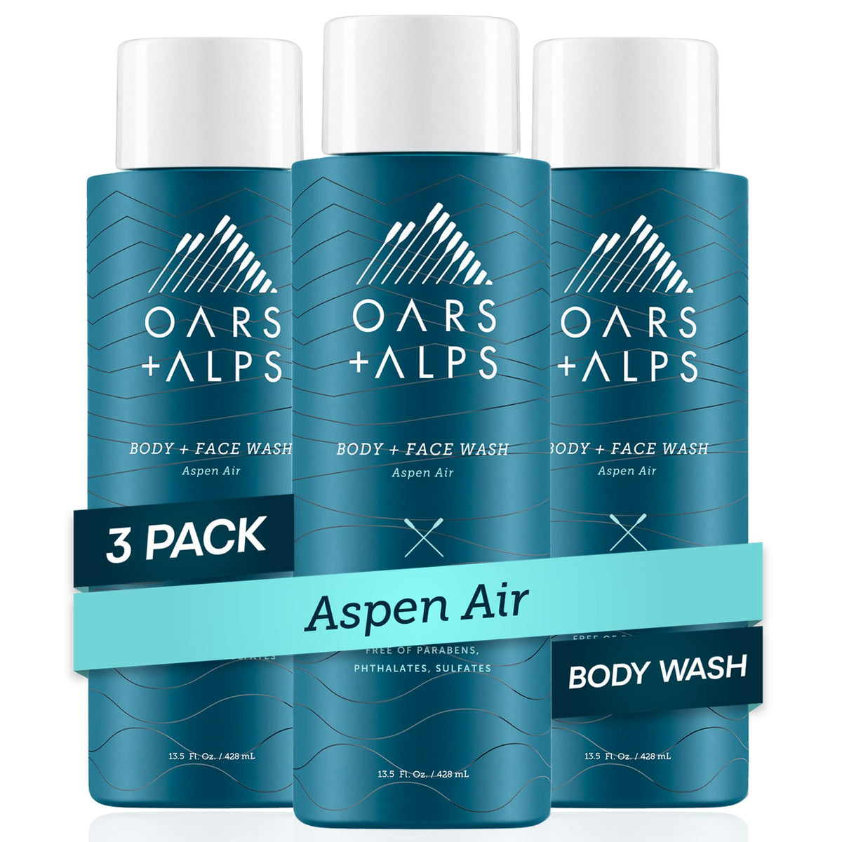 Oars + Alps Mens Body & Face Wash, Moisturizing Body Wash, 2pk, 13.5 Fl Oz