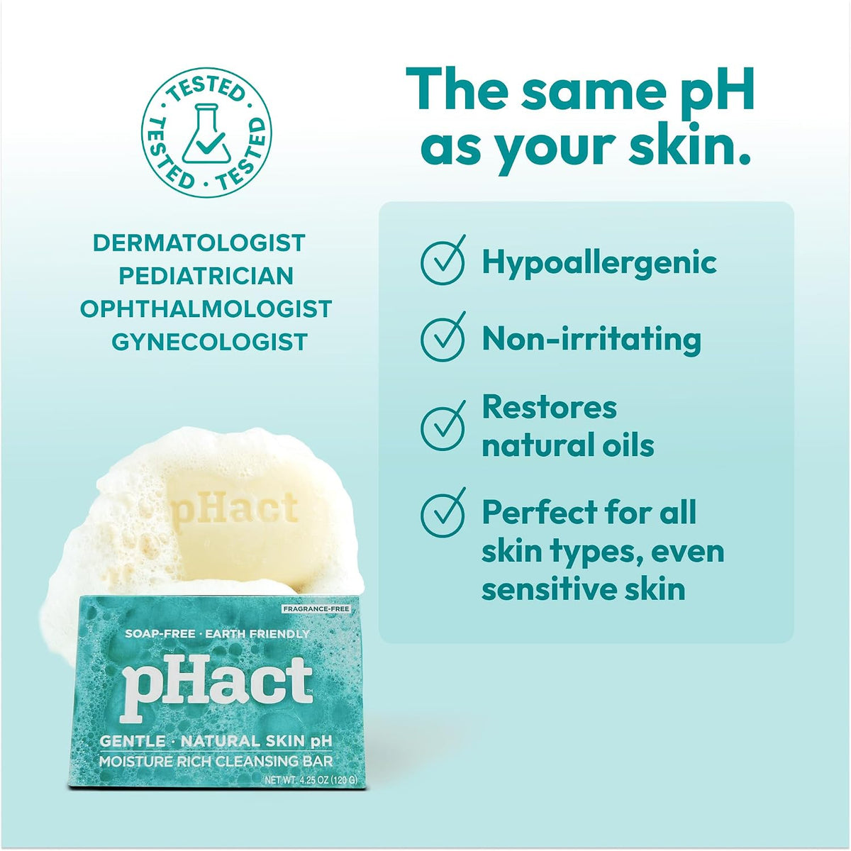 Andrew Lessman ProCaps pHact Unscented Cleansing Bar 4.25 oz (3 Pack)