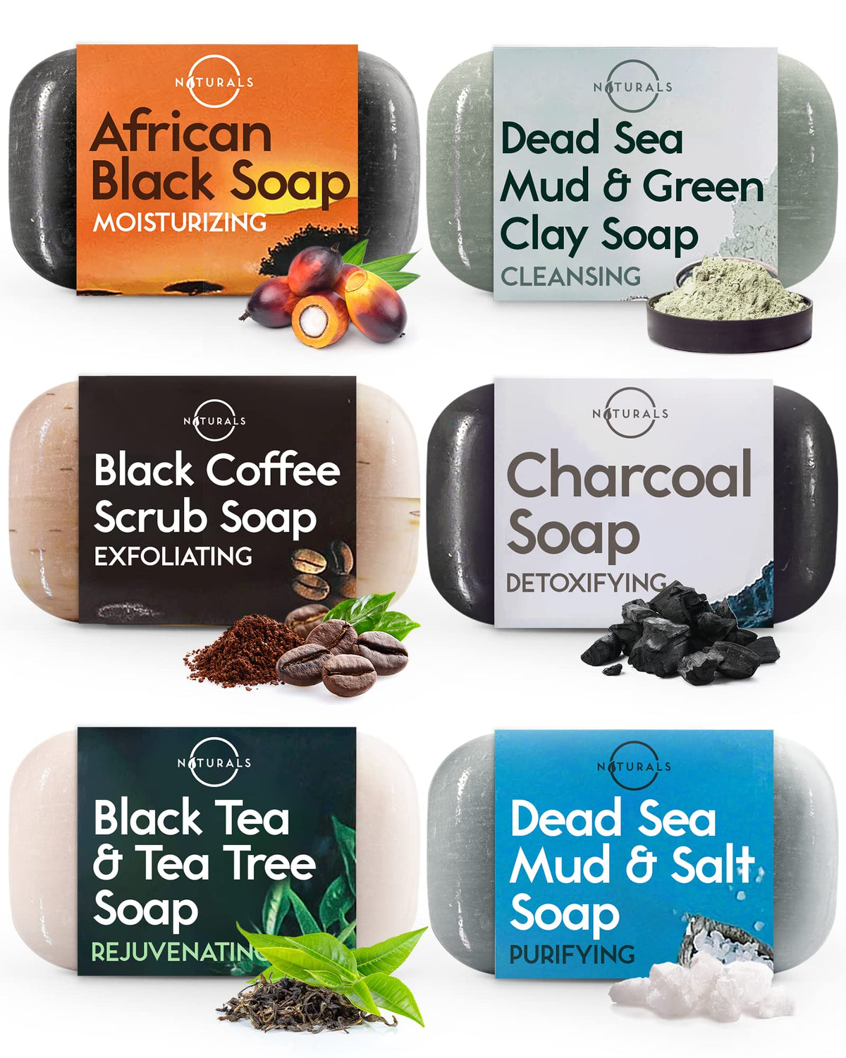 O NATURALS Natural Citrus Soap Bar 6 Pack - Gifts for Women
