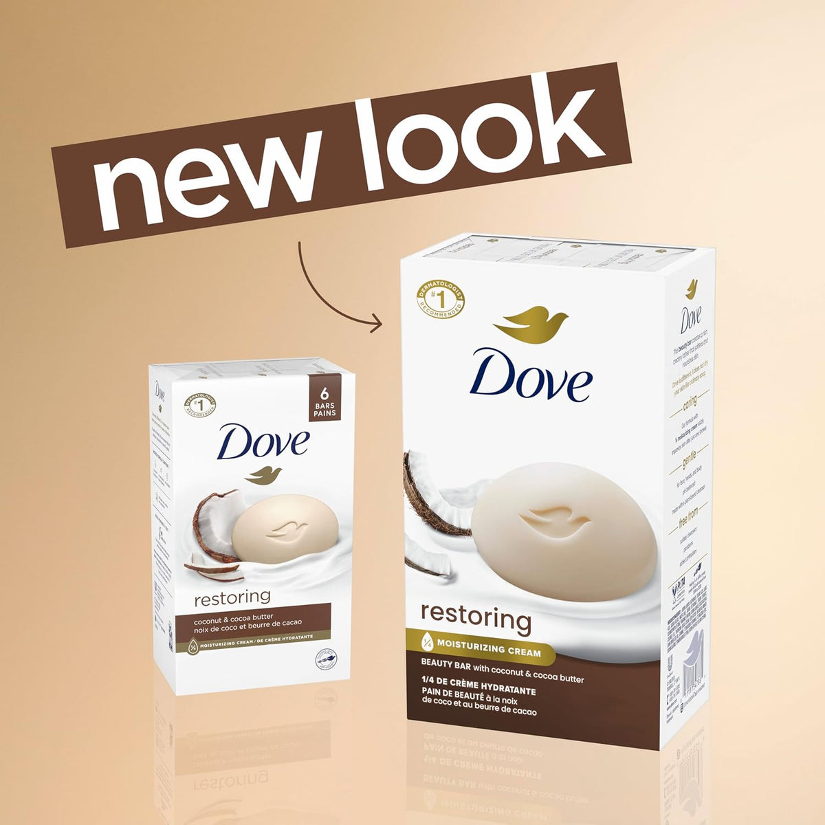 Dove Restoring Beauty Bar Soap, Coconut & Cocoa Butter, I 8 Count 3.75 oz