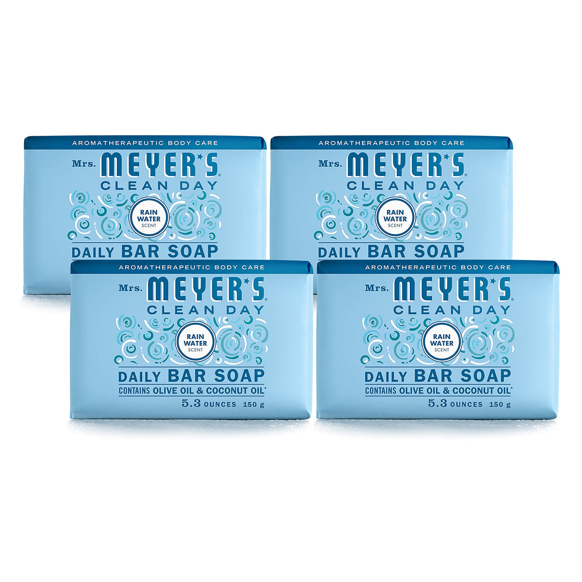 MRS. MEYER'S CLEAN DAY Bar Soap, Use as Body Wash or Hand Soap, Made with Essential Oils, Clementine_, 5.3 oz, 4 Bars
