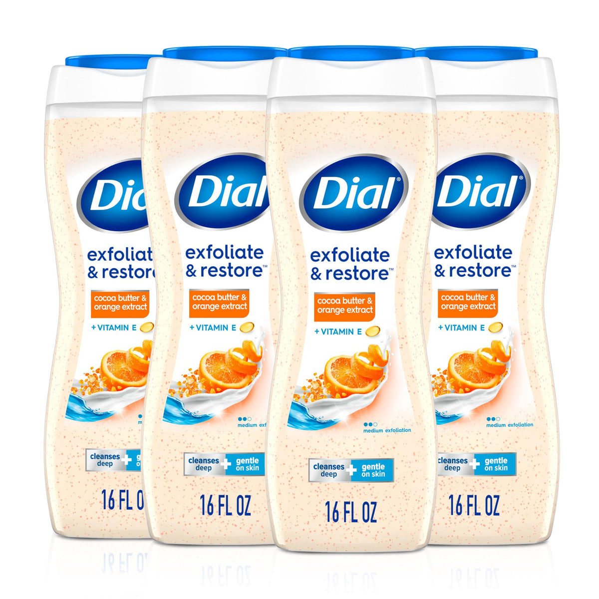 Dial Body Wash, Hydraclean Complex & Vitamin E, Gold, 16 Fl Oz, 4-Pack