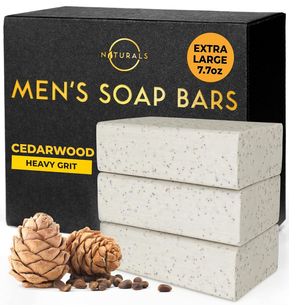 O NATURALS Exfoliating Soap For Men - Cedar African Black Soap 3 Pack