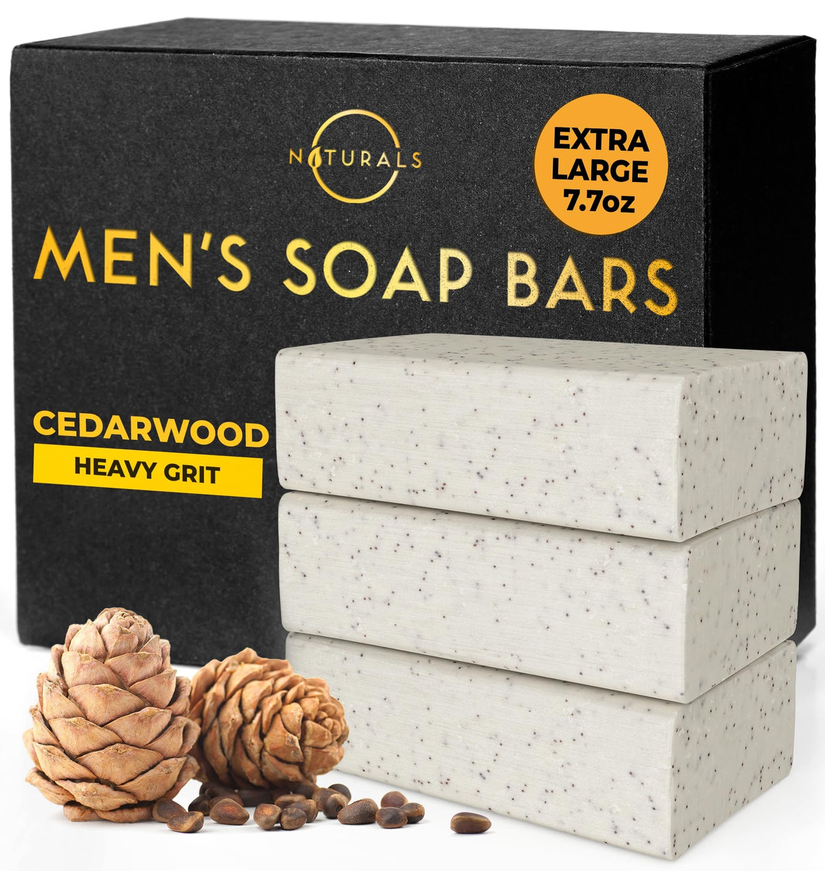 O NATURALS Exfoliating Soap For Men - Cedar African Black Soap 3 Pack
