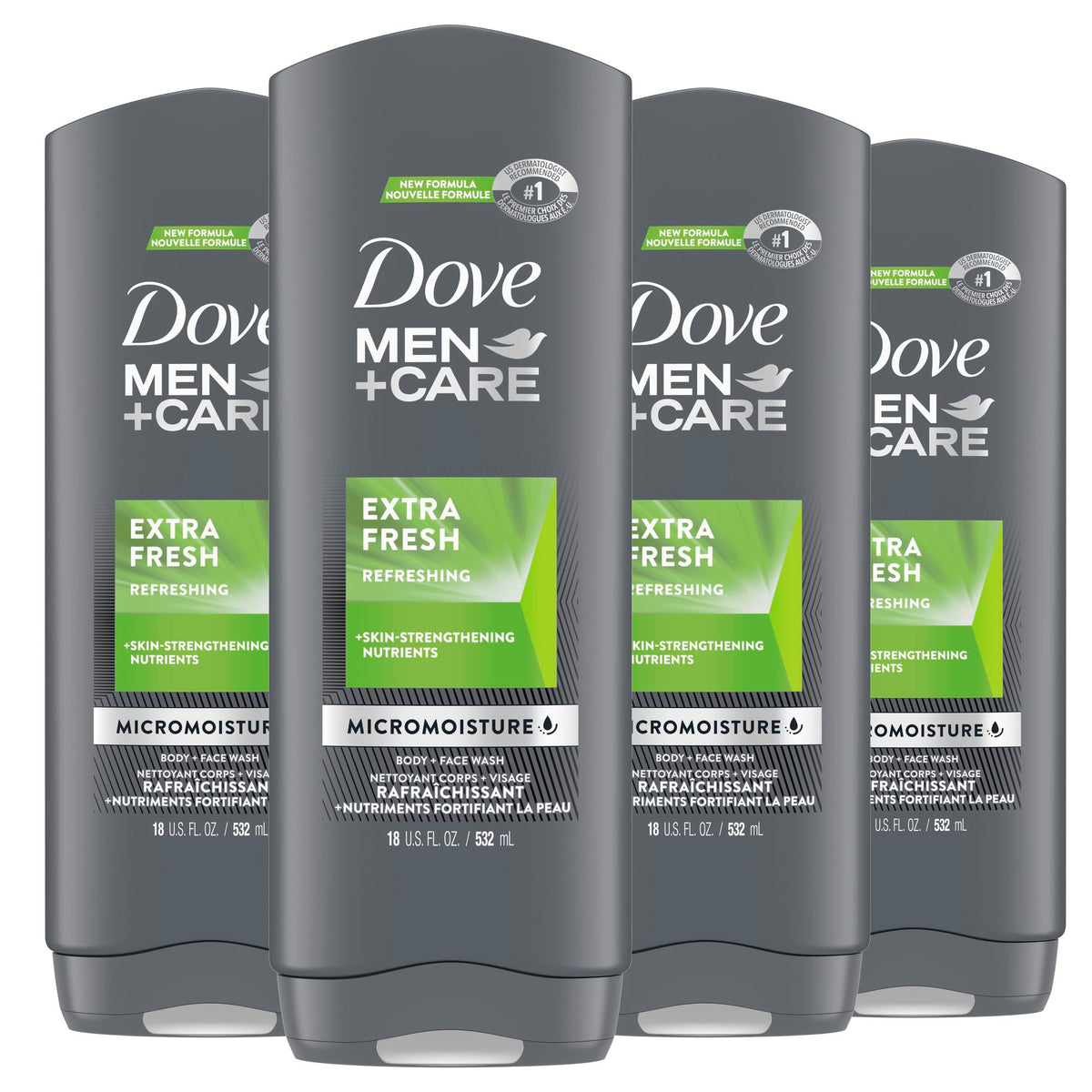 DOVE MEN Body Wash For Hydrated, Smooth Skin, 4 Count, 18 fl oz